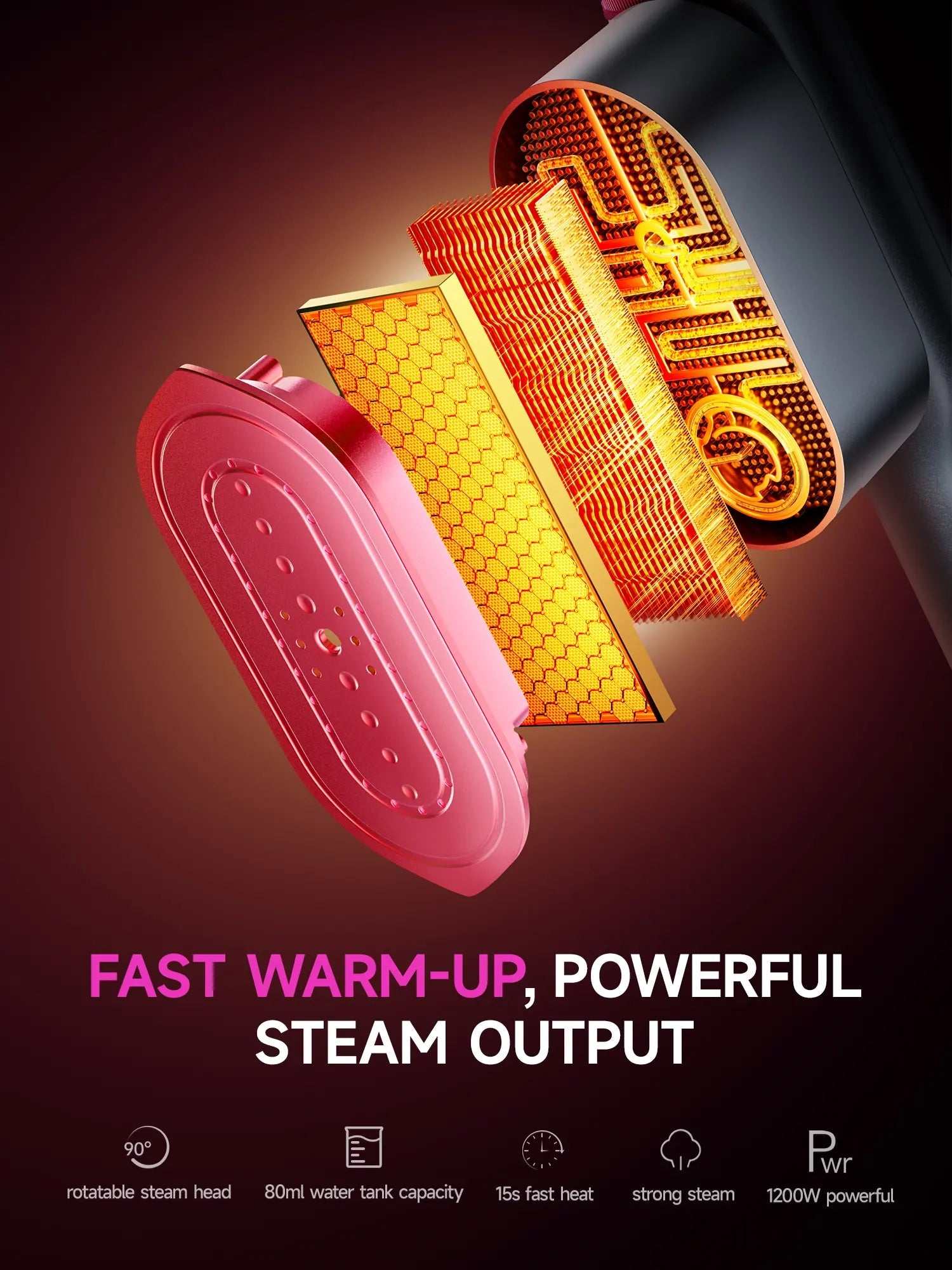 Dr.Flash Garment Steamer portable travel iron with LED display and 90° swivel handle