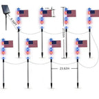 8-Piece Flag Light Set, 4Th of July Decorations 8 Lighting Modes, 8-In-1 American Flag Solar Lights, Memorial Day Decorations Featuring Red, White, and Blue Lights for Independence Day Pathway Garden Decorations Yard Pathway