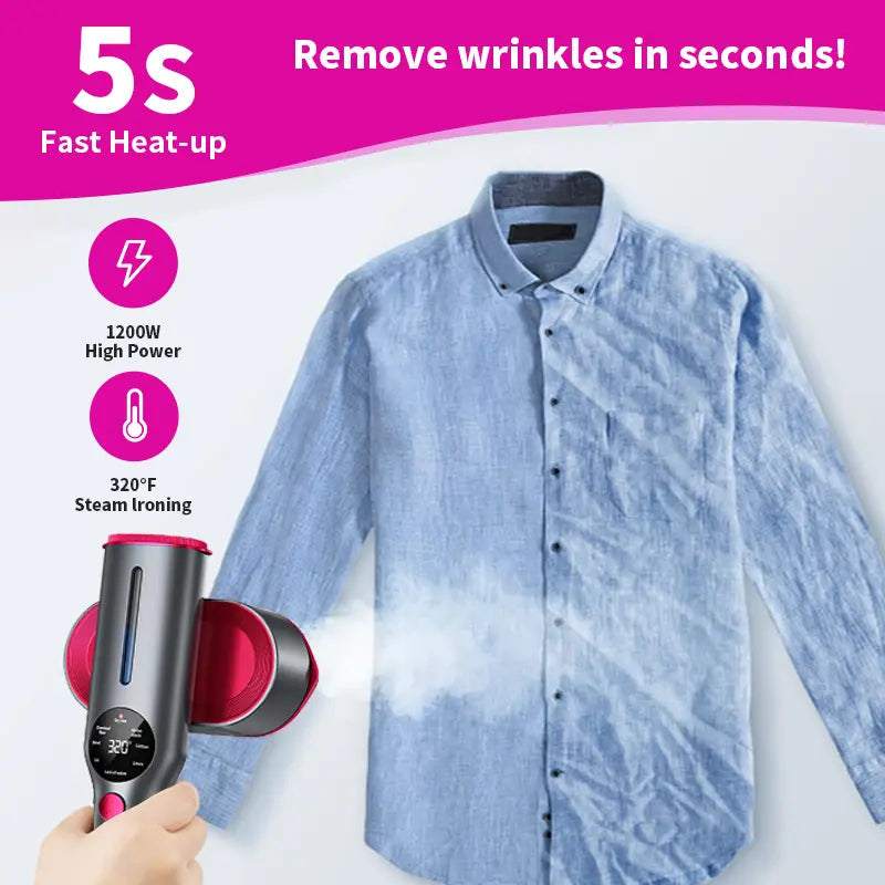 Dr.Flash Garment Steamer portable travel iron with 7 modes, LED display, and 90° swivel handle
