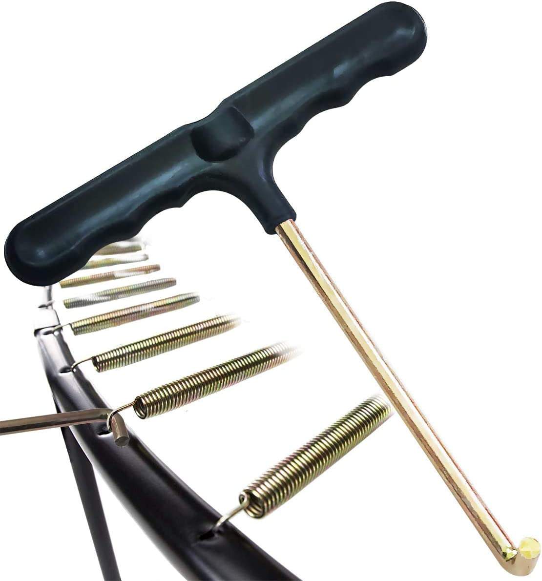 Trampoline spring pull tool with T-hook design for easy and safe trampoline spring installation and removal