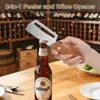 Wooden-Handled Vegetable & Fruit Peeler - Stainless Steel Blade with Built-In Bottle Opener, Ergonomic Kitchen Tool