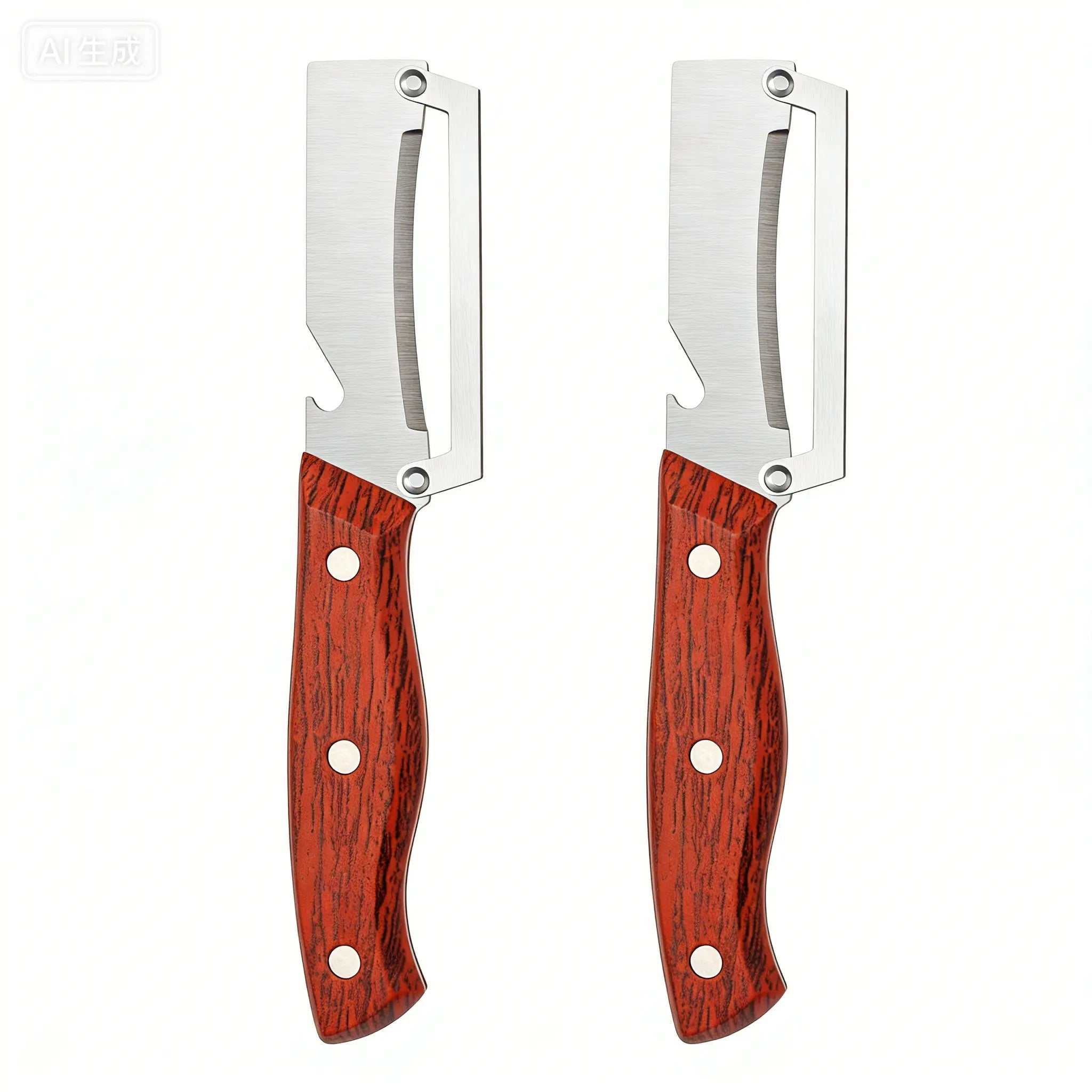 Wooden-Handled Vegetable & Fruit Peeler - Stainless Steel Blade with Built-In Bottle Opener, Ergonomic Kitchen Tool